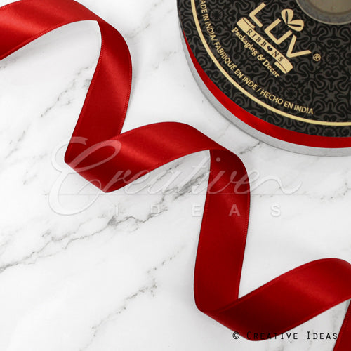 7/8" Double Face Satin-50 Yds (Scarlet Red)