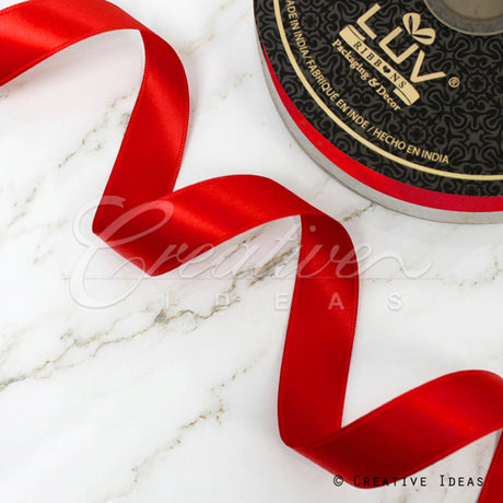 7/8" Double Face Satin-50 Yds (Vibrant Red)