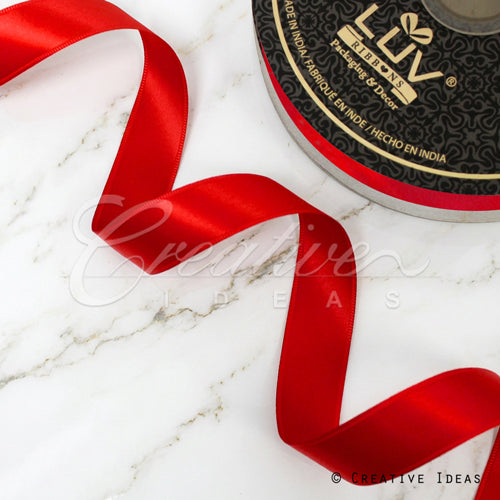7/8" Double Face Satin-50 Yds (Vibrant Red)