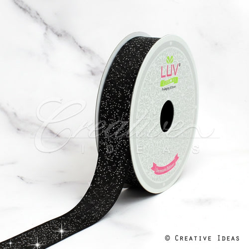 7/8" Glitter Grosgrain Ribbon-10 Yds (Black)
