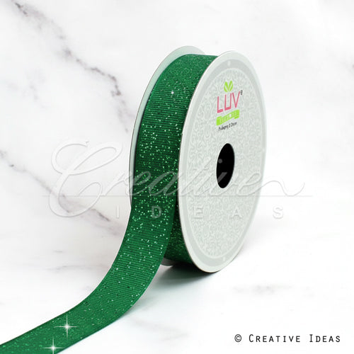 7/8" Glitter Grosgrain Ribbon-10 Yds (Emerald Green)