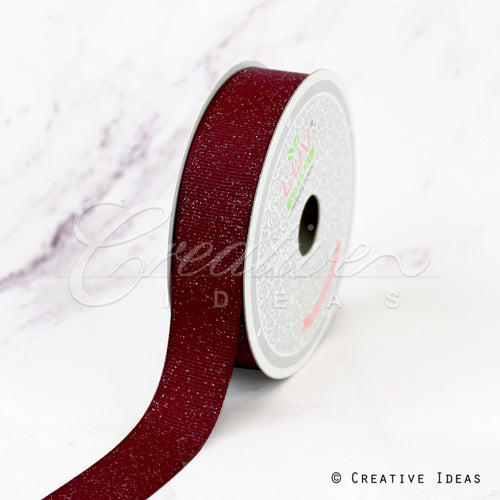 7/8" Glitter Grosgrain Ribbon-10 Yds (Wine)