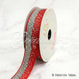 7/8" Glitter Sparkle Sands Grosgrain-10 Yds (Red/Silver)