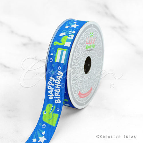 7/8" Grosgrain Birthday Ribbon-10 Yds (Blue)