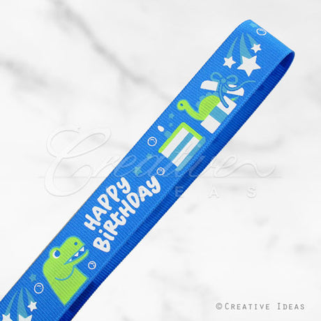 7/8" Grosgrain Birthday Ribbon-10 Yds (Blue)