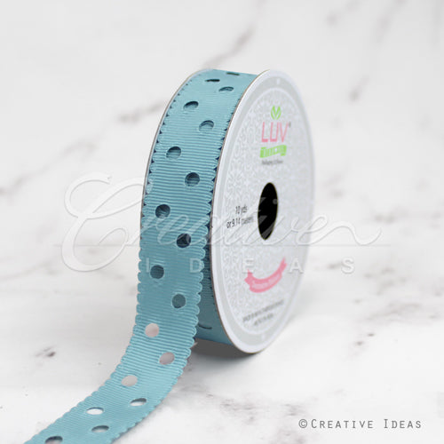 7/8" Grosgrain Dots Cut-Out Ribbon-10 Yds (Cel)