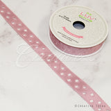 7/8" Grosgrain Dots Cut-Out Ribbon-10 Yds (Mauve)