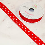 7/8" Grosgrain Dots Cut-Out Ribbon-10 Yds (Red)