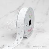 7/8" Grosgrain Dots Cut-Out Ribbon-10 Yds (White)