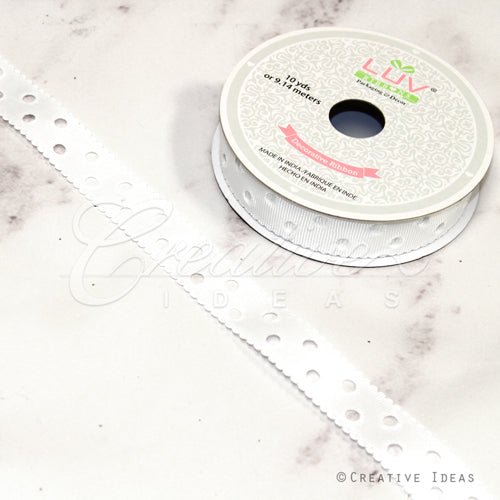 7/8" Grosgrain Dots Cut-Out Ribbon-10 Yds (White)