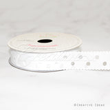 7/8" Grosgrain Dots Cut-Out Ribbon-10 Yds (White)