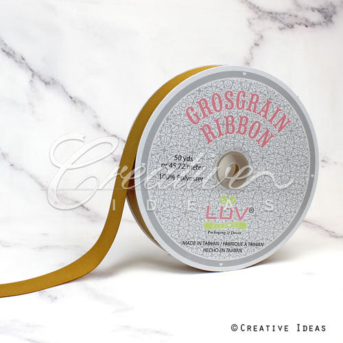 7/8" Grosgrain Ribbon - 50 Yards (Antique Gold)