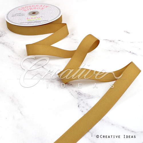 7/8" Grosgrain Ribbon - 50 Yards (Antique Gold)