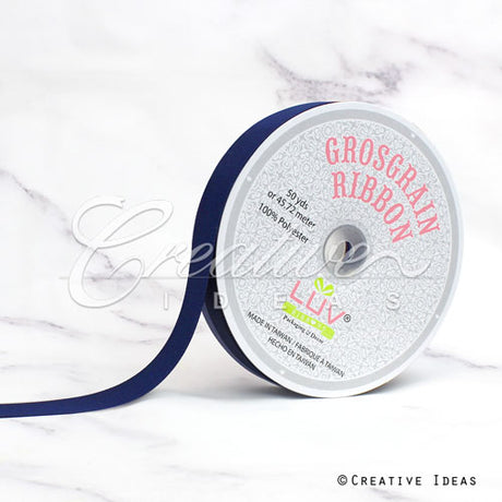7/8" Grosgrain Ribbon - 50 Yards (Navy Blue)