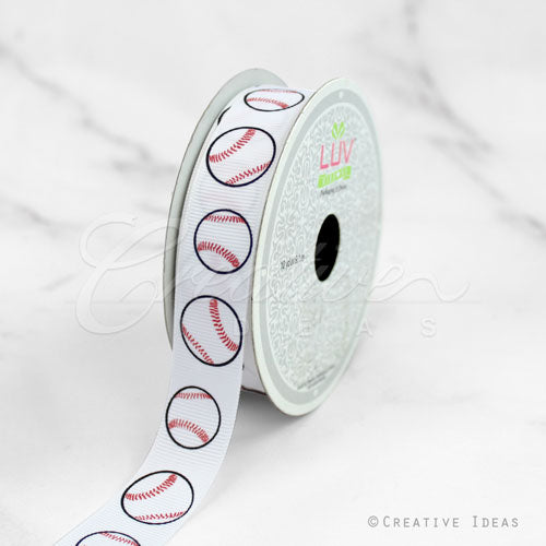 7/8" Grosgrain Sports Ribbon - 10 Yards (Baseball)