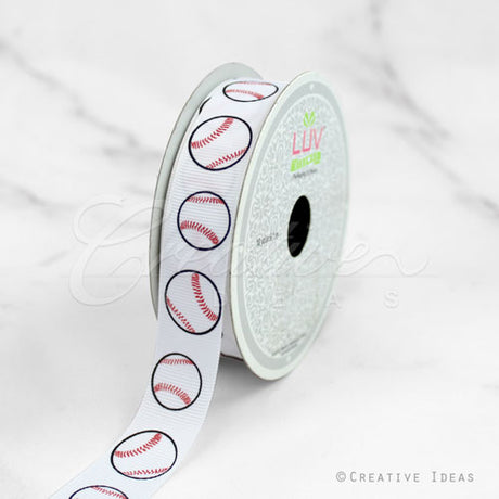7/8" Grosgrain Sports Ribbon - 10 Yards (Baseball)