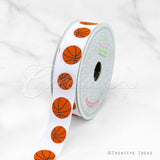7/8" Grosgrain Sports Ribbon - 10 Yards (Basketball)