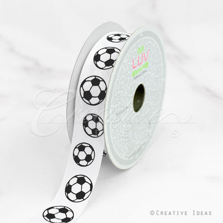 7/8" Grosgrain Sports Ribbon - 10 Yards (Soccer)