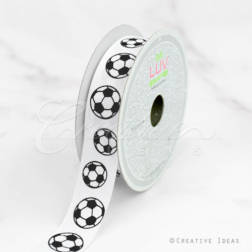 7/8" Grosgrain Sports Ribbon - 10 Yards (Soccer)