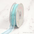 7/8" Organza With Satin And Gold Edge Ribbon - 25 Yards (Aqua)