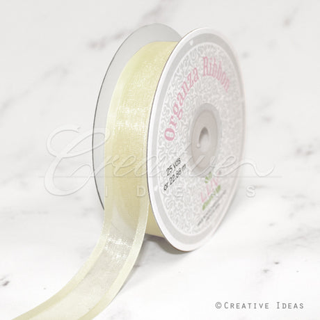 7/8" Organza With Satin Edge Ribbon - 25 Yards (Antique White)