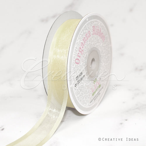 7/8" Organza With Satin Edge Ribbon - 25 Yards (Antique White)