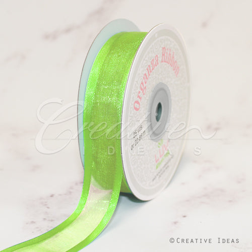 7/8" Organza With Satin Edge Ribbon - 25 Yards (Apple Green)