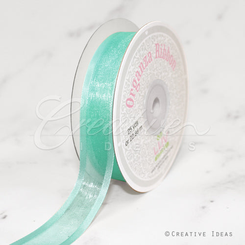 7/8" Organza With Satin Edge Ribbon - 25 Yards (Aqua)