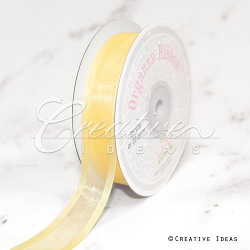 7/8" Organza With Satin Edge Ribbon - 25 Yards (Baby Maize)