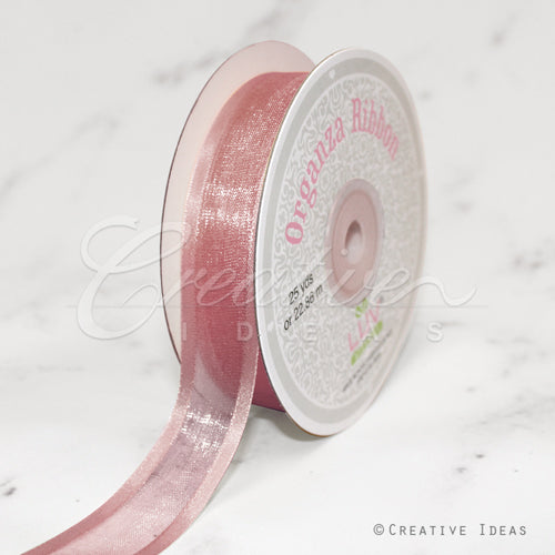 7/8" Organza With Satin Edge Ribbon - 25 Yards (Blush)