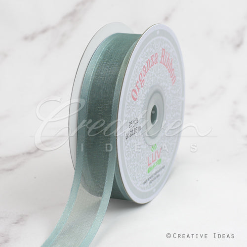 7/8" Organza With Satin Edge Ribbon - 25 Yards (Celadon)