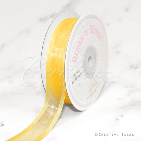7/8" Organza With Satin Edge Ribbon - 25 Yards (Canary)
