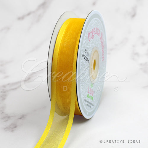 7/8" Organza With Satin Edge Ribbon - 25 Yards (Daffodil)