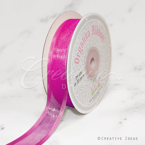 7/8" Organza With Satin Edge Ribbon - 25 Yards (Fuchsia)