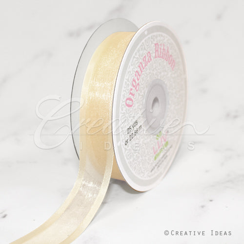 7/8" Organza With Satin Edge Ribbon - 25 Yards (Ivory)