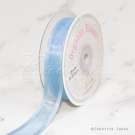 7/8" Organza With Satin Edge Ribbon - 25 Yards (Light Blue)