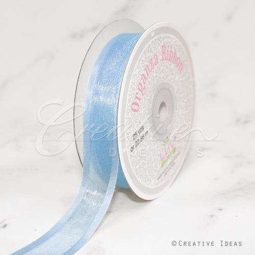 7/8" Organza With Satin Edge Ribbon - 25 Yards (Light Blue)