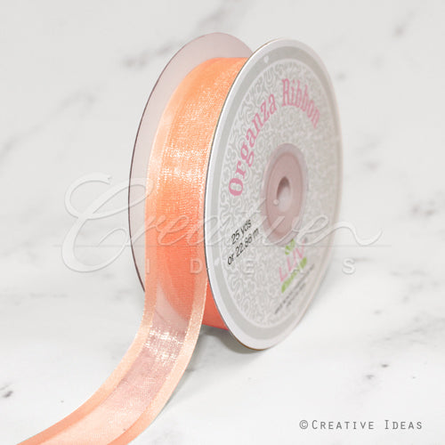 7/8" Organza With Satin Edge Ribbon - 25 Yards (Light Peach)