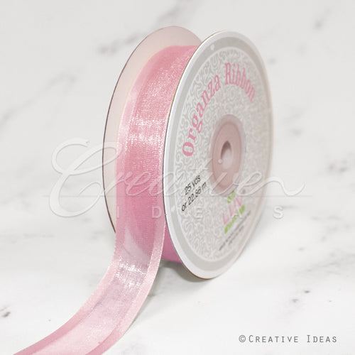 7/8" Organza With Satin Edge Ribbon - 25 Yards (Light Pink)