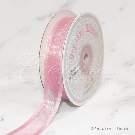 7/8" Organza With Satin Edge Ribbon - 25 Yards (Light Pink)