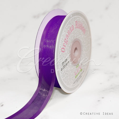 7/8" Organza With Satin Edge Ribbon - 25 Yards (Purple)