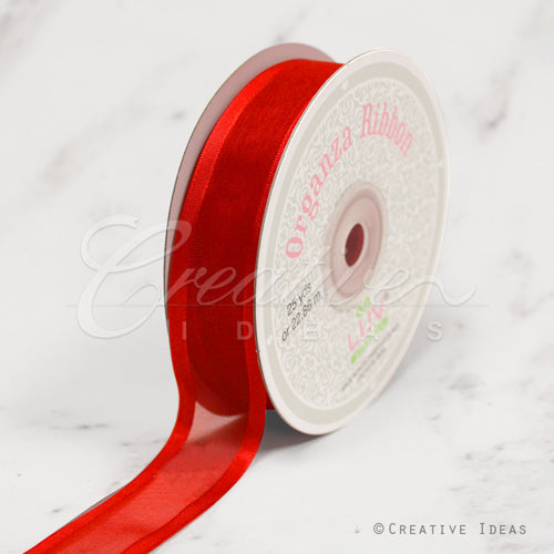 7/8" Organza With Satin Edge Ribbon - 25 Yards (Red)