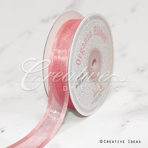 7/8" Organza With Satin Edge Ribbon - 25 Yards (Rose Gold)