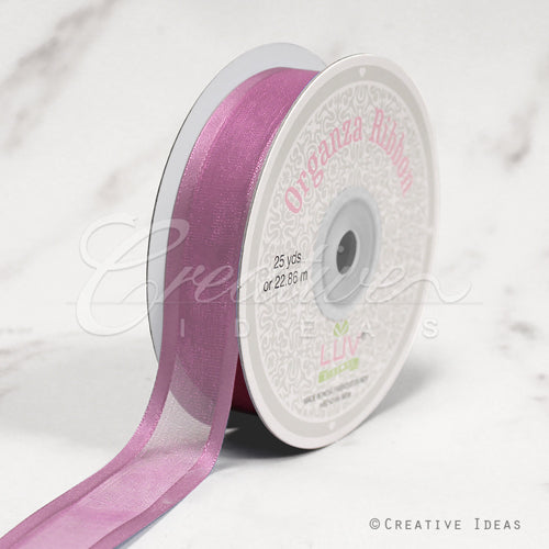 7/8" Organza With Satin Edge Ribbon - 25 Yards (Rosy Mauve)
