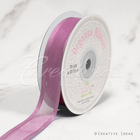 7/8" Organza With Satin Edge Ribbon - 25 Yards (Rosy Mauve)