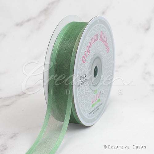 7/8" Organza With Satin Edge Ribbon - 25 Yards (Sage)