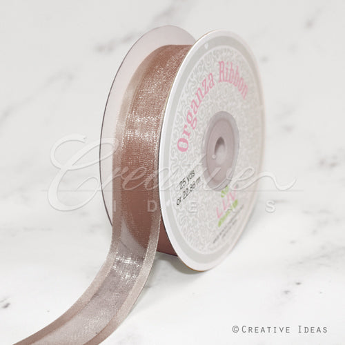 7/8" Organza With Satin Edge Ribbon - 25 Yards (Toffee)