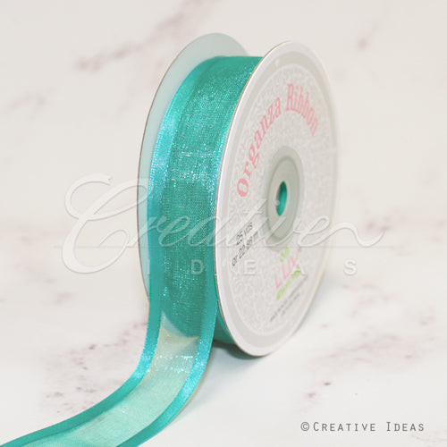 7/8" Organza With Satin Edge Ribbon - 25 Yards (Tropic Blue)