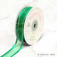 7/8" Organza With Satin & Silver Edge Ribbon - 25 Yards (Emerald Green)