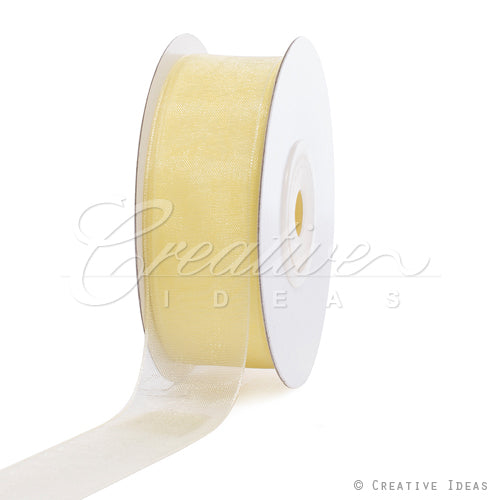 7/8" Plain Organza Sheer Ribbons - 25 Yards (Baby Maize)
